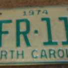 1974 AFR 119 North Carolina license plate