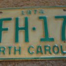 1974 AFH 179 North Carolina license plate