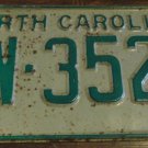 1969 YW 3525 North Carolina license plate