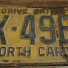 1962 BX 4987 North Carolina license plate