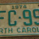 1974 AFC 997 North Carolina license plate