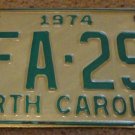 1974 AFA 299 North Carolina license plate