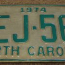 1974 North Carolina license plate AEJ 568