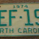 1974 North Carolina license plate AEF 195