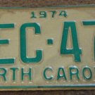 1974 North Carolina license plate AEC 472
