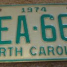 1974 North Carolina license plate AEA 668