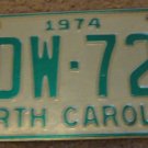 1974 North Carolina license plate ADW 723