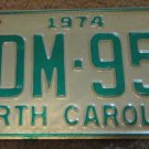 1974 North Carolina license plate ADM 957