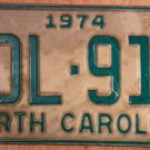 1974 North Carolina license plate ADL 919