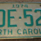 1974 North Carolina license plate ADE 523