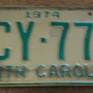 1974 North Carolina license plate ACY 771