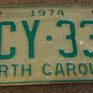 1974 North Carolina license plate ACY 334