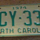 1974 North Carolina license plate ACY 330