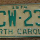 1974 North Carolina license plate ACW 239