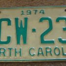 1974 North Carolina license plate ACW 238