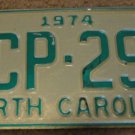 1974 North Carolina license plate ACP 292