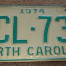 1974 North Carolina license plate ACL 730