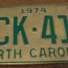 1974 North Carolina license plate ACK 417