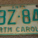 1974 North Carolina license plate ABZ 842