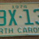 1974 North Carolina license plate ABX 138