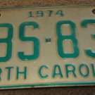 1974 North Carolina license plate ABS 839