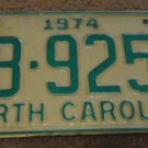 1974 North Carolina license plate AB 9256