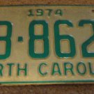 1974 North Carolina license plate AB 8621
