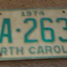 1974 North Carolina license plate AA 2637