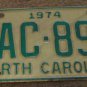 1974 North Carolina license plate AAC 898