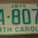 1974 North Carolina license plate AA 8073