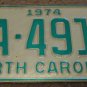 1974 North Carolina license plate AA 4912