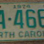 1974 North Carolina license plate AA 4667