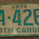 1974 North Carolina license plate AA 4265
