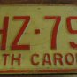 1973 North Carolina license plate HHZ 794