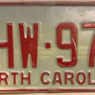 1973 North Carolina license plate HHW 977