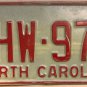 1973 North Carolina license plate HHW 977