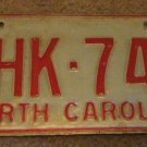 1973 North Carolina license plate HHK 745