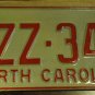 NOS 1973 North Carolina license plate FZZ 347 new old stock