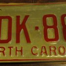NOS 1973 North Carolina license plate HDK 885 new old stock