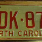 NOS 1973 North Carolina license plate HDK 879 new old stock