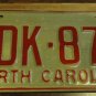 NOS 1973 North Carolina license plate HDK 879 new old stock