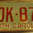 NOS 1973 North Carolina license plate HDK 878 new old stock