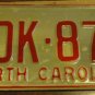 NOS 1973 North Carolina license plate HDK 878 new old stock