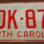 NOS 1973 North Carolina license plate HDK 876 new old stock