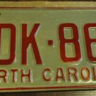 NOS 1973 North Carolina license plate HDK 868 new old stock