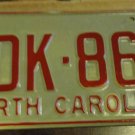 NOS 1973 North Carolina license plate HDK 864 new old stock