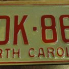 NOS 1973 North Carolina license plate HDK 862 new old stock