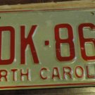 NOS 1973 North Carolina license plate HDK 860 new old stock