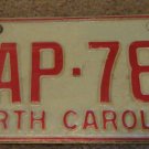 1973 North Carolina license plate EAP 784