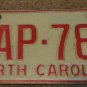 1973 North Carolina license plate EAP 784